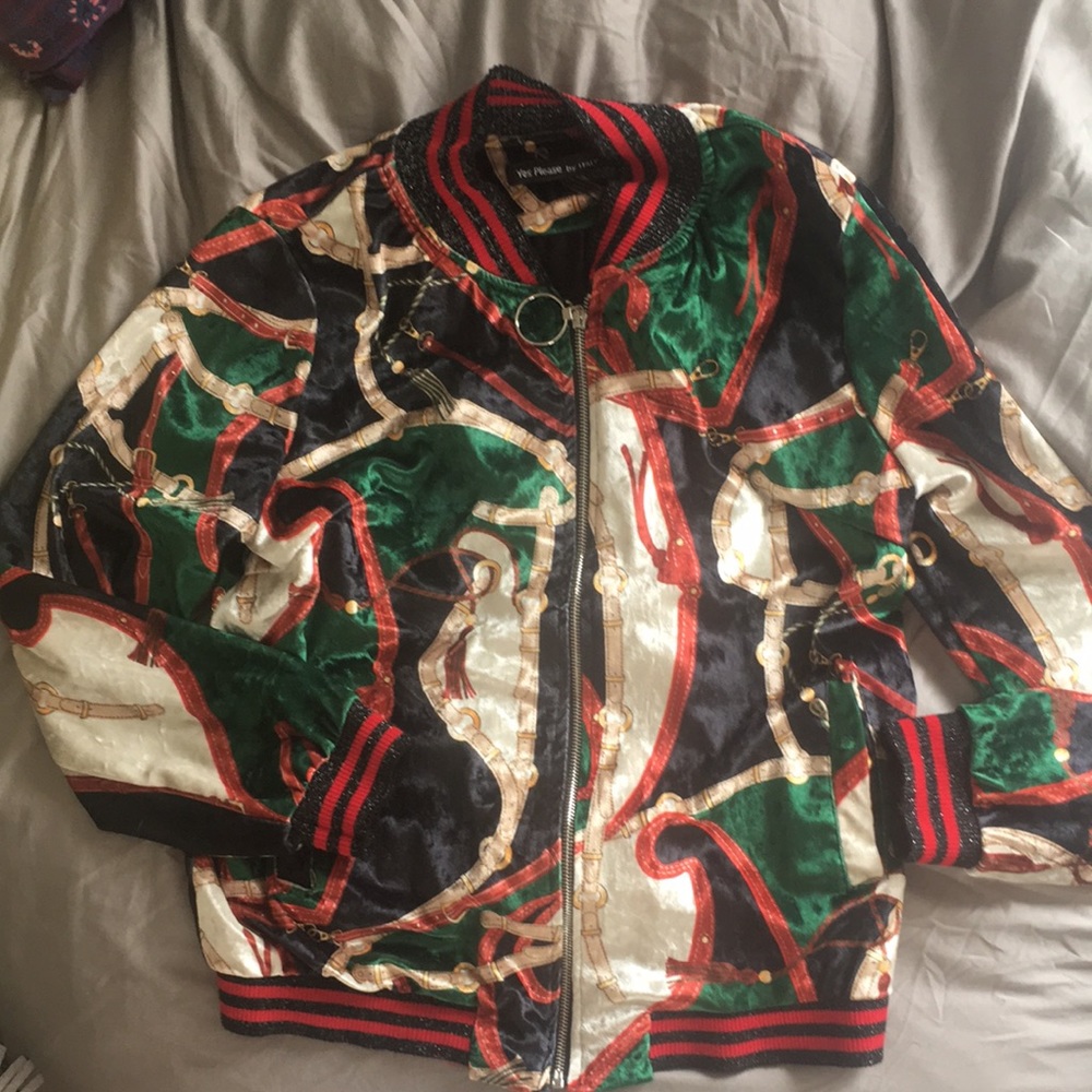 Statement Vintage Velour Bomber Jacket